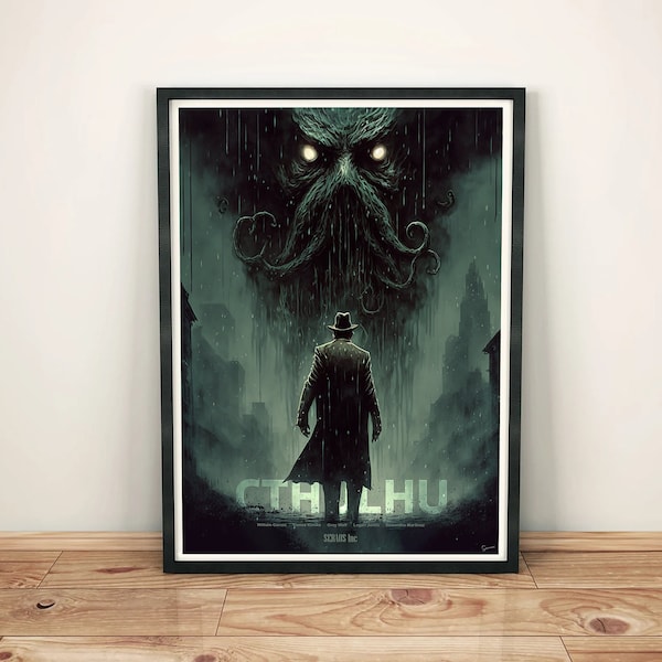 Affiche de film CTHULHU, Années 80, PRINT, Format A5/A4/A3/A2/A1/A0, Création, Idée Cadeau / 80s Movie Poster, Wall Decor, Art Mural