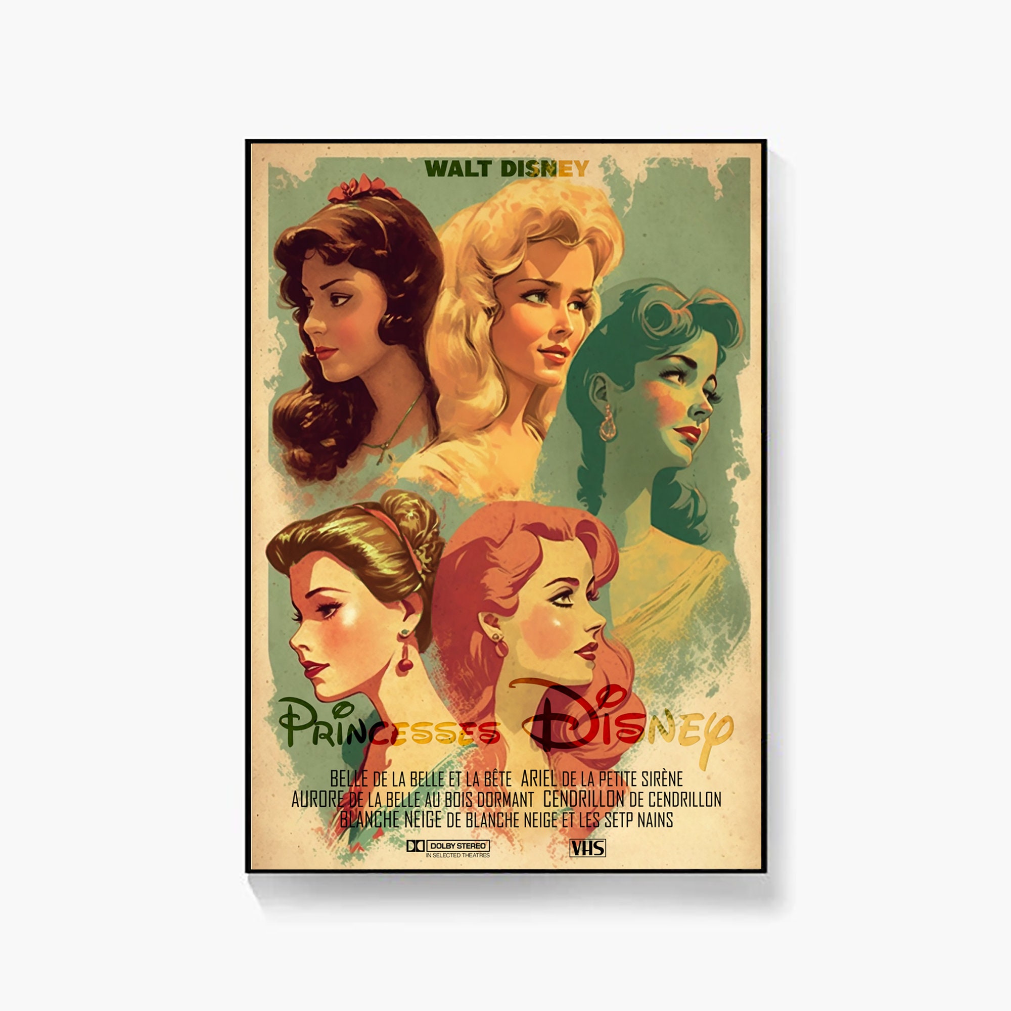 Affiche de film Princesses Disney, Années 50, PRINT, Format A5/A4/A3/A2 ...