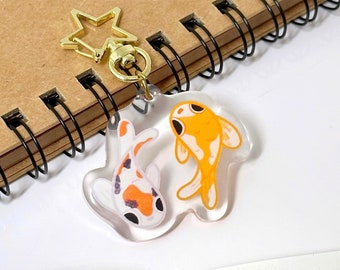 Cute Koi Fish Acrylic Keychain Double-sided Keychain Kawaii Koi Fish Keycharm Gift for Fish Lovers Orange Koi Fish Bag Charm
