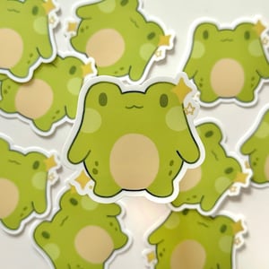 Cute Frog Sticker Die-cut Sticker Kawaii Waterproof Stickers Journal Stickers Frog Lovers Bumper sticker Laptop Stickers Bottle Stickers