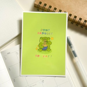 Impression d'art grenouille, carte postale A6, carte postale grenouille mignonne, décoration murale, cadeaux grenouille, carte de voeux blague jeu de mots