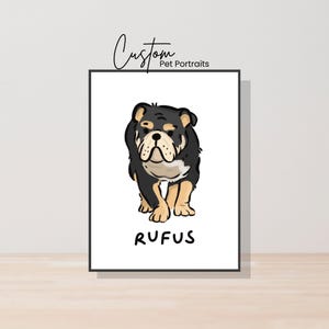 Custom Pet Portrait Cartoon Portrait Cat Portrait Pet Owner Gifts Digital Download Printable Portraits Personalised Gift for Pet Owners