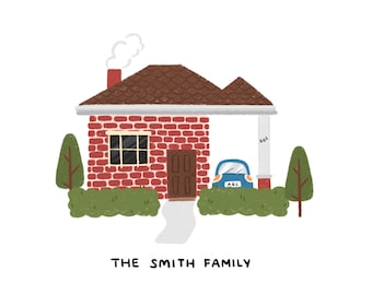 Digital Home Gift, Personalised House Portrait, First Home, Hand Drawn Portrait, Housewarming Present Ideas, Digital House Illustration Art