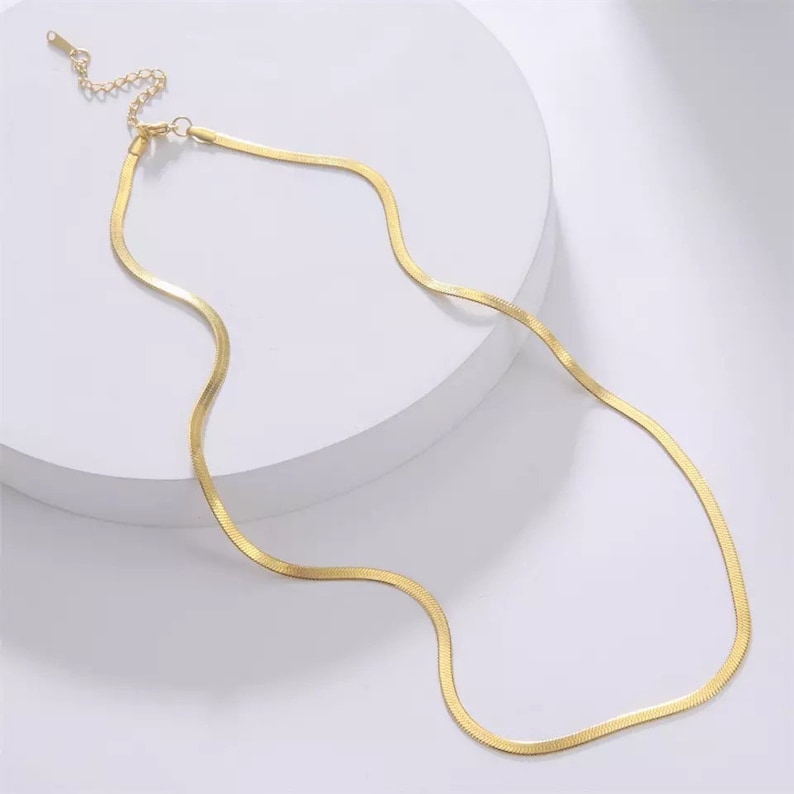 Collar cadena serpiente plana de acero inoxidable oro o plata unisex cadena de espiga Gargantilla Joyería de moda Regalo perfecto para mujer imagen 8