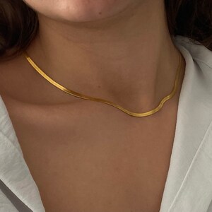 Collar cadena serpiente plana de acero inoxidable oro o plata unisex cadena de espiga Gargantilla Joyería de moda Regalo perfecto para mujer imagen 2