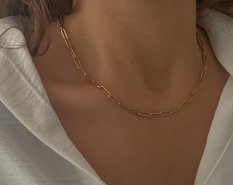 Link Chain Necklace waterproof necklace stainless steel Paperclip Chain Necklace Layering necklace Minimalist Necklace Chain Choker Necklace