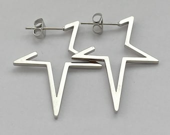 Star hoop earrings gold star earrings silver star earrings statement earrings star shaped earrings waterproof earrings stainless steel