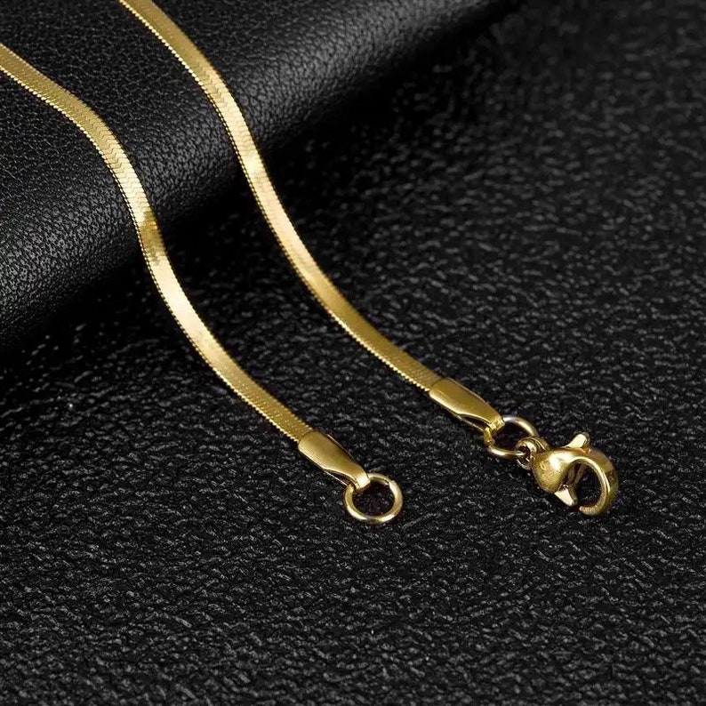 Collar cadena serpiente plana de acero inoxidable oro o plata unisex cadena de espiga Gargantilla Joyería de moda Regalo perfecto para mujer imagen 9