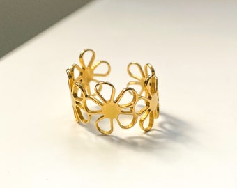 anneau de déclaration de fleur anneau imperméable à l’eau anneau en forme de fleur anneau délicat anneau de taille réglable anneau de fleur anneau floral bijoux de fleurs délicats