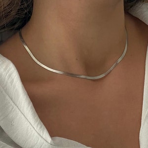 Collar cadena serpiente plana de acero inoxidable oro o plata unisex cadena de espiga Gargantilla Joyería de moda Regalo perfecto para mujer imagen 1