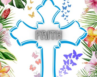 Neu 2023 Glaube Kreuz PNG - Glaube Kreuz mit Blumen PNG - Glaube Kreuz Sublimation - Gott Glaube Kreuz DESIGN - Sofortiger Download Schmetterling Kunst