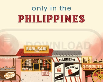Le Filippine stampabili POSTCARD PNG / Travel Wall Art Print / Filipino Print / Only in Philippines Postcard print / Travel Art Print PNG
