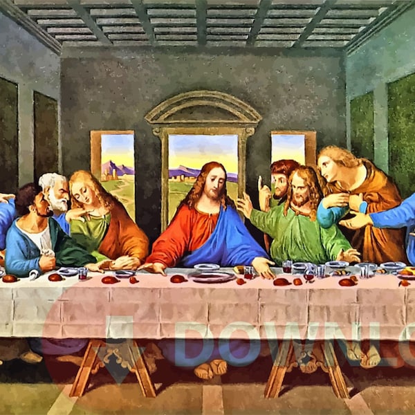 The Last Supper, a printable file PNG home decor, arts and crafts, usa Christian crafts, religious art, digital download desktop wallpaper