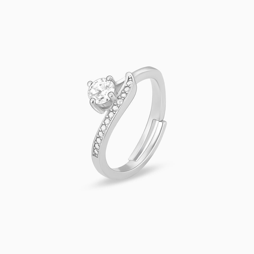 Swirl Bypass 3 Stone Lab Diamond Engagement Ring In 14K White Gold |  Fascinating Diamonds
