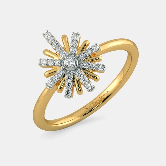 Unique Open Flower 22k Gold CZ Statement Ring – Andaaz Jewelers