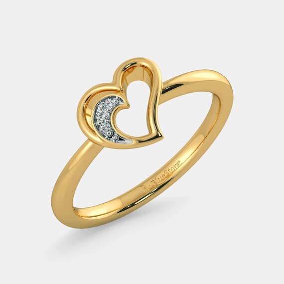 Beautiful Heart Shaped Gold Ring With Diamond Heart Wedding Ring