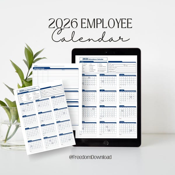 2026 Calendar Attendance - Etsy