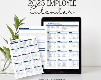 2025 Employee Attendance Calendar | Instant Download | Printable