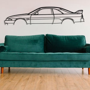 メタルカーウォールアート、GTR R33 シルエットカーメタルウォールデコ、車好き、レーシングカー、カーアクセサリー、彼へのギフト、お父さんへのギフト