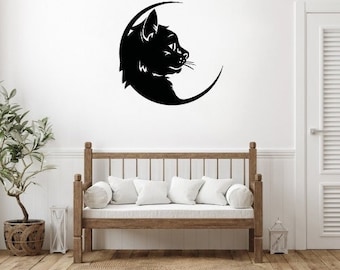 Zwarte kat muur decor, kat decor, schattige kat decors