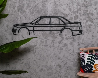 Metal Car Wall Art, 190E Car Metal Wall Decor, Old Car Lovers, Car Silhouette, Racing Car, Car Accessories, Gift For Boyfriend, Vintage Car