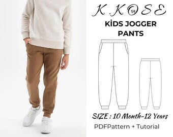 Kids Jogger Pants Sewing Pattern: Easy DIY (10M-12Y) (A4-A0-Letter PDF)