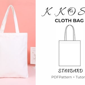 Stofftasche Schnittmuster / Illustrierte einfache Ausdruck Taschenmuster / Schnittmuster für Grundtaschen PDF / Taschengriff Can Be Made In Jeder Länge / Taschenmuster