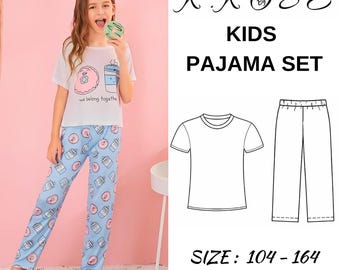 Kids Pajama Set Sewing Pattern: Children's Nightwear (A4-A0-Letter) (Digital Download)