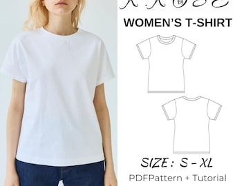 Damen T-Shirt Schnittmuster: Schritt-für-Schritt-Anleitung (A4-A0-Letter) (Digitaler Download)