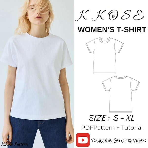 Women's T-Shirt Sewing Pattern: Step-by-Step Guide (A4-A0-Letter) (Digital Download)