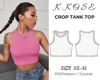 Crop Tank Top Sewing Pattern: XS-XL Sizes (A4-A0-Letter) (PDF Pattern)