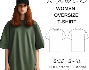 Women's Oversized Tee Shirt Sewing Pattern (PDF Download, S-XL)