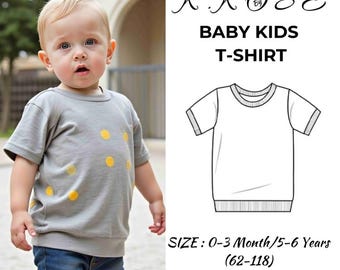 Patrón de costura para camisetas de bebé y niño: manga larga y corta (patrón PDF)