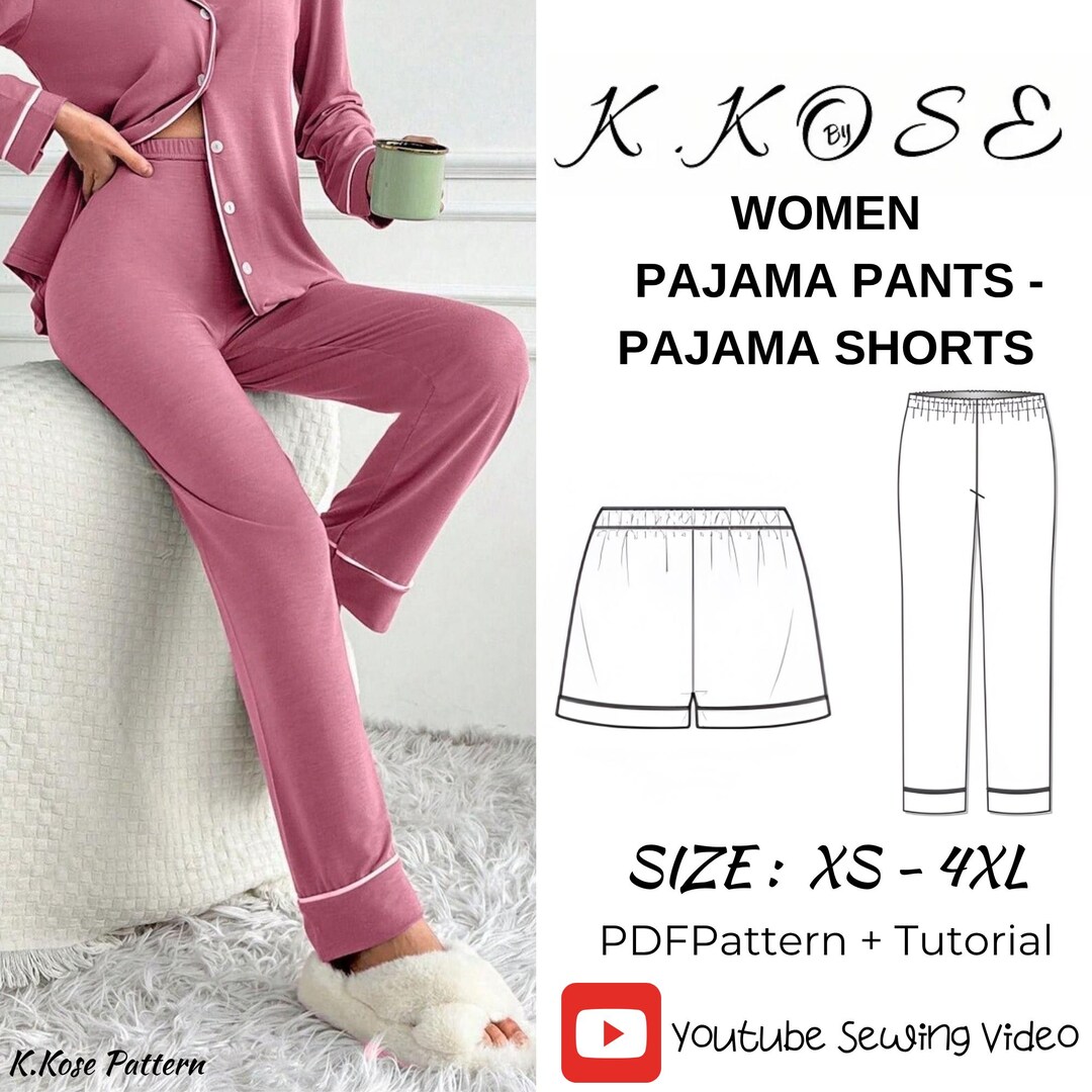 Pajama Pants & Shorts Sewing Pattern: Women's Sizes XS-4XL (PDF Pattern ...