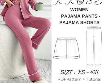 Pajama Pants & Shorts Sewing Pattern: Women's Sizes XS-4XL (PDF Pattern)
