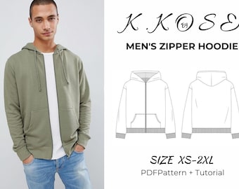 Herren Hoodie Schnittmuster: Unisex Grössen XS-2XL (PDF