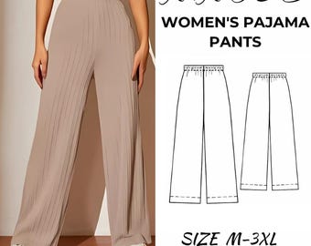Women's Pajama Pants Sewing Pattern: Easy Elastic Waist (PDF Pattern)