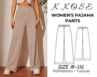 Women's pajama pants sewing pattern / Pajama Pants sewing pattern / Women's Sweatpants Sewing Pattern / Easy sewing project for beginners