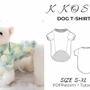 Patrón de costura en PDF para camisetas de perro/Costura de camisetas de gato/Instrucciones ilustradas paso a paso Todos los secretos para hacer una camiseta de gato/A4-A0-Carta