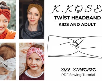 Twist Headband Kids And Adult/Exact as Pictures/Adult and child sizes available/HeadbandPdf/Illustrated step by step explanation