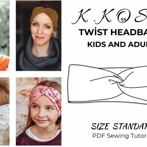 Twist Headband Kids And Adult/Exact as Pictures/Adult and child sizes available/HeadbandPdf/Illustrated step by step explanation