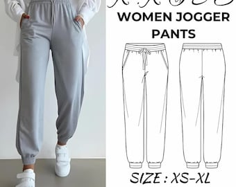 Women's Jogger Pants Sewing Pattern: XS-XL (PDF Pattern)