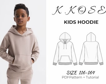 Kıds Hoodıe/Chıld Hoodie pattern/Pictured step-by-step explanation/Kıds sewıng/Instant Download/Pattern PDF sewıng/Sıze:116-164/A0-A4-Letter