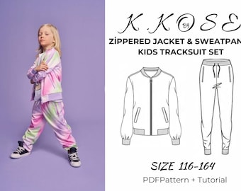 Zippered Jacket and Tracksuit Pattern for Children/An Indispensable Pattern for Children/Tracksuit Pattern/kıds bomber-tracksuıt set pattern