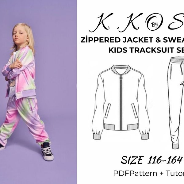 Zippered Jacket and Tracksuit Pattern for Children/An Indispensable Pattern for Children/Tracksuit Pattern/ Size 116-164 / A4