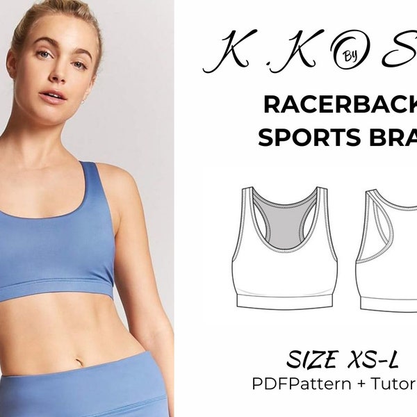 Sport-BH PDF-Schnittmuster / BH-Muster / Racerback-Sport-BH-Muster / Sportmuster / Dessous-Nähen / BH-PDF / Racerback-Sport-BH-Muster