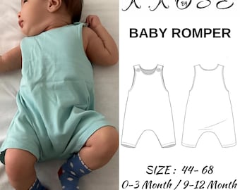 Baby Romper Sewing Pattern PDF | Newborn–12M One-Piece Beginner Printable | Sizes 44–68 | A4-Letter-A0"