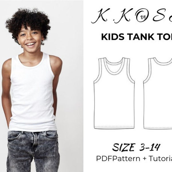 Kıds Tank Top / Tank Top for Children / Tank top PDF sewing pattern/Tank Top Pattern/Tank top for gırl and boy / Sıze 3-14 Year/A4-A0-Letter