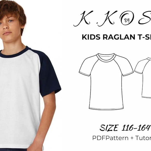 Kıds Raglan T-sırt /Raglan Schnittmuster PDF/Kinder Raglan Tsırt/T-shirt für Kinder/Kinder Jugend Schnittmuster/Größen: 116-164/A4-A0-Letter