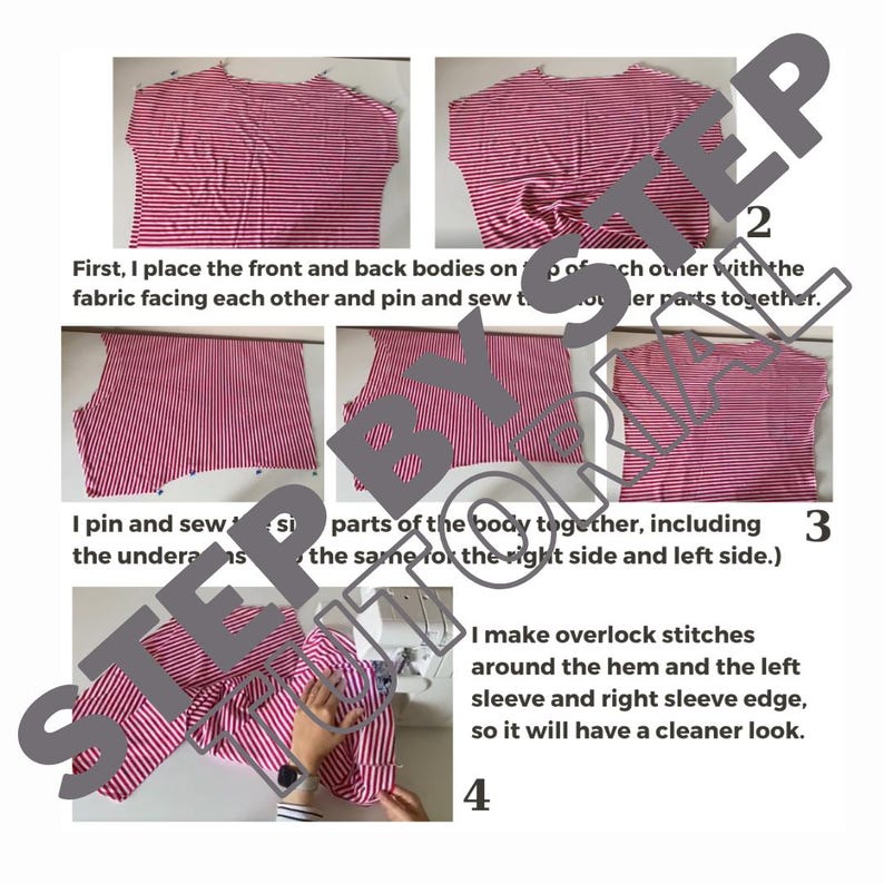 Batwing T-Shirt Schnittmuster / Frauen-T-Shirt nähen / Frauen-Größen XS-2XL (Digital PDF) A4/A0/Letter / Video zum Nähen von Frauen-T-Shirts Bild 10